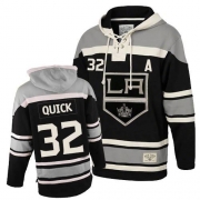 Jonathan Quick Los Angeles Kings Old Time Hockey Men's Authentic Sawyer Hooded Sweatshirt Jersey - Black