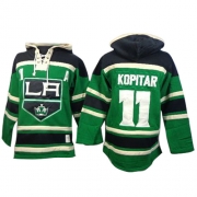 Anze Kopitar Los Angeles Kings Old Time Hockey Men's Premier St. Patrick's Day McNary Lace Hoodie Jersey - Green