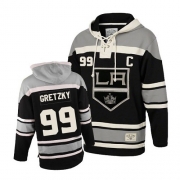 Wayne Gretzky Los Angeles Kings Old Time Hockey Men's Authentic Sawyer Hooded Sweatshirt Jersey - Black