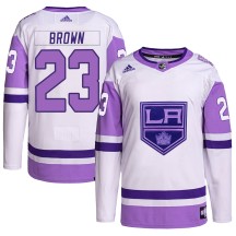 Dustin Brown Los Angeles Kings Adidas Men's Authentic Hockey Fights Cancer Primegreen Jersey - White/Purple