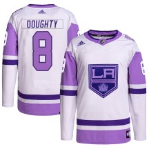 Drew Doughty Los Angeles Kings Adidas Men's Authentic Hockey Fights Cancer Primegreen Jersey - White/Purple