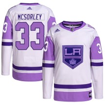 Marty Mcsorley Los Angeles Kings Adidas Men's Authentic Hockey Fights Cancer Primegreen Jersey - White/Purple