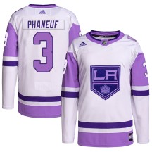 Dion Phaneuf Los Angeles Kings Adidas Men's Authentic Hockey Fights Cancer Primegreen Jersey - White/Purple
