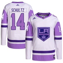 Dave Schultz Los Angeles Kings Adidas Men's Authentic Hockey Fights Cancer Primegreen Jersey - White/Purple