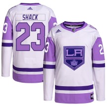 Eddie Shack Los Angeles Kings Adidas Men's Authentic Hockey Fights Cancer Primegreen Jersey - White/Purple
