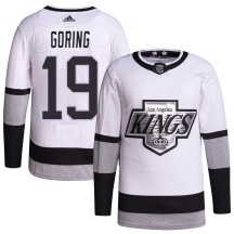 Butch Goring Los Angeles Kings Adidas Youth Authentic 2021/22 Alternate Primegreen Pro Player Jersey - White