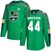 Mikey Anderson Los Angeles Kings Adidas Men's Authentic ized St. Patrick's Day Practice Jersey - Green