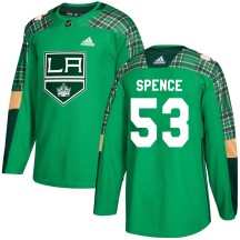 Jordan Spence Los Angeles Kings Adidas Youth Authentic St. Patrick's Day Practice Jersey - Green