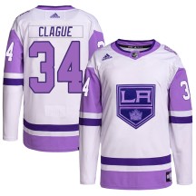 Kale Clague Los Angeles Kings Adidas Youth Authentic Hockey Fights Cancer Primegreen Jersey - White/Purple