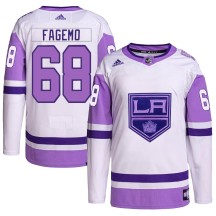 Samuel Fagemo Los Angeles Kings Adidas Youth Authentic Hockey Fights Cancer Primegreen Jersey - White/Purple