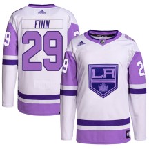 Steven Finn Los Angeles Kings Adidas Youth Authentic Hockey Fights Cancer Primegreen Jersey - White/Purple