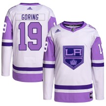 Butch Goring Los Angeles Kings Adidas Youth Authentic Hockey Fights Cancer Primegreen Jersey - White/Purple