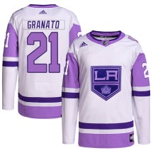 Tony Granato Los Angeles Kings Adidas Youth Authentic Hockey Fights Cancer Primegreen Jersey - White/Purple