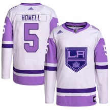 Harry Howell Los Angeles Kings Adidas Youth Authentic Hockey Fights Cancer Primegreen Jersey - White/Purple