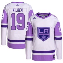Brian Kilrea Los Angeles Kings Adidas Youth Authentic Hockey Fights Cancer Primegreen Jersey - White/Purple