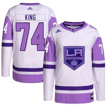 Dwight King Los Angeles Kings Adidas Youth Authentic Hockey Fights Cancer Primegreen Jersey - White/Purple