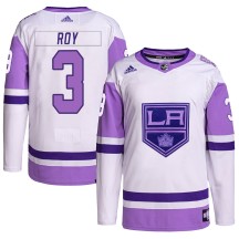 Matt Roy Los Angeles Kings Adidas Youth Authentic Hockey Fights Cancer Primegreen Jersey - White/Purple