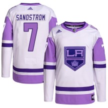Tomas Sandstrom Los Angeles Kings Adidas Youth Authentic Hockey Fights Cancer Primegreen Jersey - White/Purple