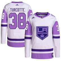 Alex Turcotte Los Angeles Kings Adidas Youth Authentic Hockey Fights Cancer Primegreen Jersey - White/Purple