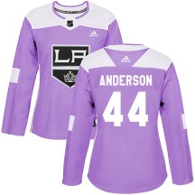 Mikey Anderson Los Angeles Kings Adidas Women's Authentic ized Fights Cancer Practice Jersey - Purple