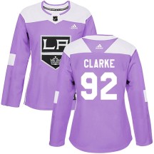 Brandt Clarke Los Angeles Kings Adidas Women's Authentic Fights Cancer Practice Jersey - Purple