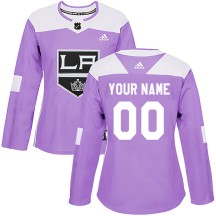 Custom Los Angeles Kings Adidas Women's Authentic Custom Fights Cancer Practice Jersey - Purple