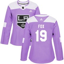 Jim Fox Los Angeles Kings Adidas Women's Authentic Fights Cancer Practice Jersey - Purple