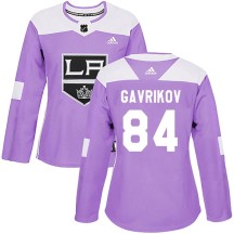 Vladislav Gavrikov Los Angeles Kings Adidas Women's Authentic Fights Cancer Practice Jersey - Purple
