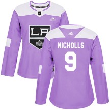 Bernie Nicholls Los Angeles Kings Adidas Women's Authentic Fights Cancer Practice Jersey - Purple