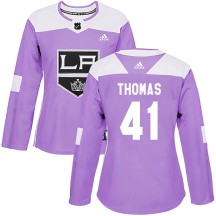 Akil Thomas Los Angeles Kings Adidas Women's Authentic Fights Cancer Practice Jersey - Purple