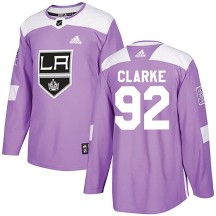 Brandt Clarke Los Angeles Kings Adidas Youth Authentic Fights Cancer Practice Jersey - Purple