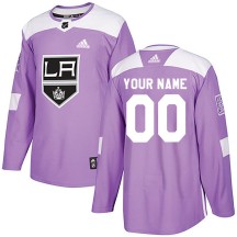 Custom Los Angeles Kings Adidas Youth Authentic Custom Fights Cancer Practice Jersey - Purple