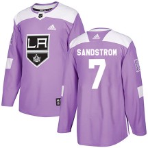 Tomas Sandstrom Los Angeles Kings Adidas Youth Authentic Fights Cancer Practice Jersey - Purple