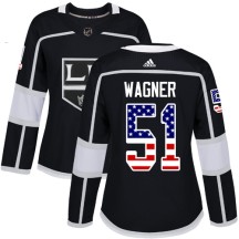 Austin Wagner Los Angeles Kings Adidas Women's Authentic USA Flag Fashion Jersey - Black
