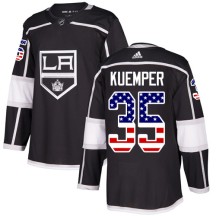 Darcy Kuemper Los Angeles Kings Adidas Men's Authentic USA Flag Fashion Jersey - Black