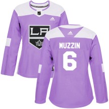 Jake Muzzin Los Angeles Kings Adidas Women's Authentic Fights Cancer Practice Jersey - Purple