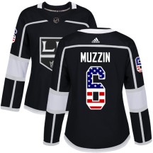 Jake Muzzin Los Angeles Kings Adidas Women's Authentic USA Flag Fashion Jersey - Black