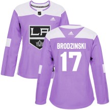 Jonny Brodzinski Los Angeles Kings Adidas Women's Authentic Fights Cancer Practice Jersey - Purple