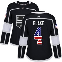 Rob Blake Los Angeles Kings Adidas Women's Authentic USA Flag Fashion Jersey - Black